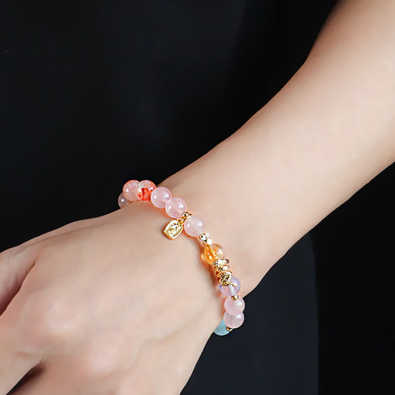 Buddha Stones Verschiedene Kristalle Rosa Kristall Amethyst Jahr der Schlange Glücksarmband - image 12