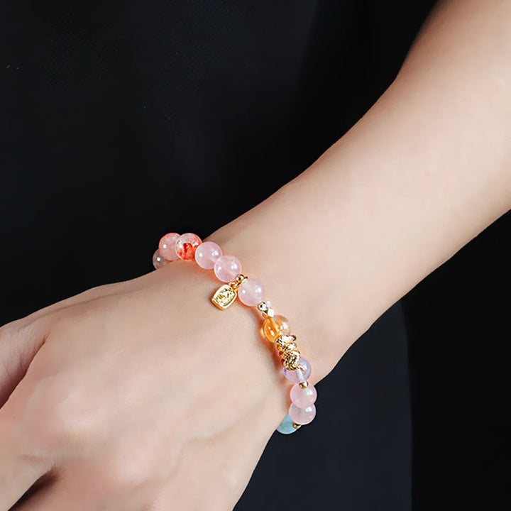 Buddha Stones Verschiedene Kristalle Rosa Kristall Amethyst Jahr der Schlange Glücksarmband - image 12