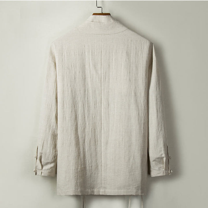 Buddha Stones ​​Herbst Chinesische Hanfu Baumwolle Leinen Männer Jacke Kleidung - image 8