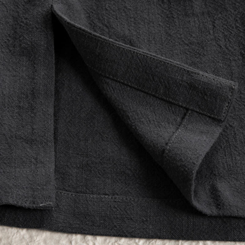 Buddha Stones Simple Herbst Schnürer Baumwolle Leinen Herren Jacke Mantel Zen Kleidung - image 10