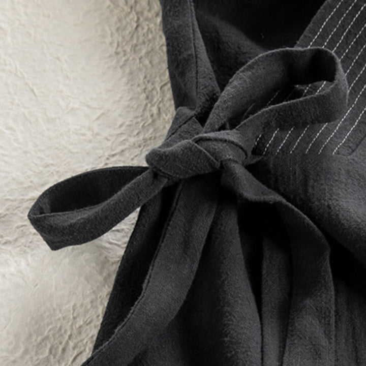 Buddha Stones Simple Herbst Schnürer Baumwolle Leinen Herren Jacke Mantel Zen Kleidung - image 9