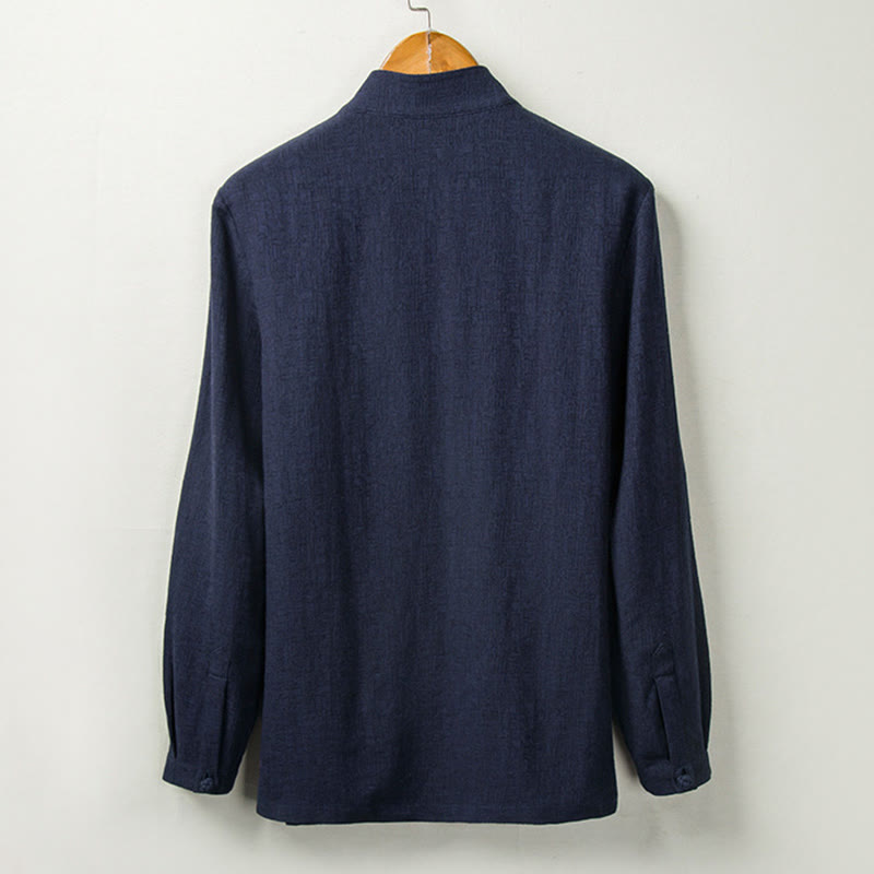 Buddha Stones Fall Solid Langarm Button Shirt Baumwolle Leinen Männer Kleidung - image 7