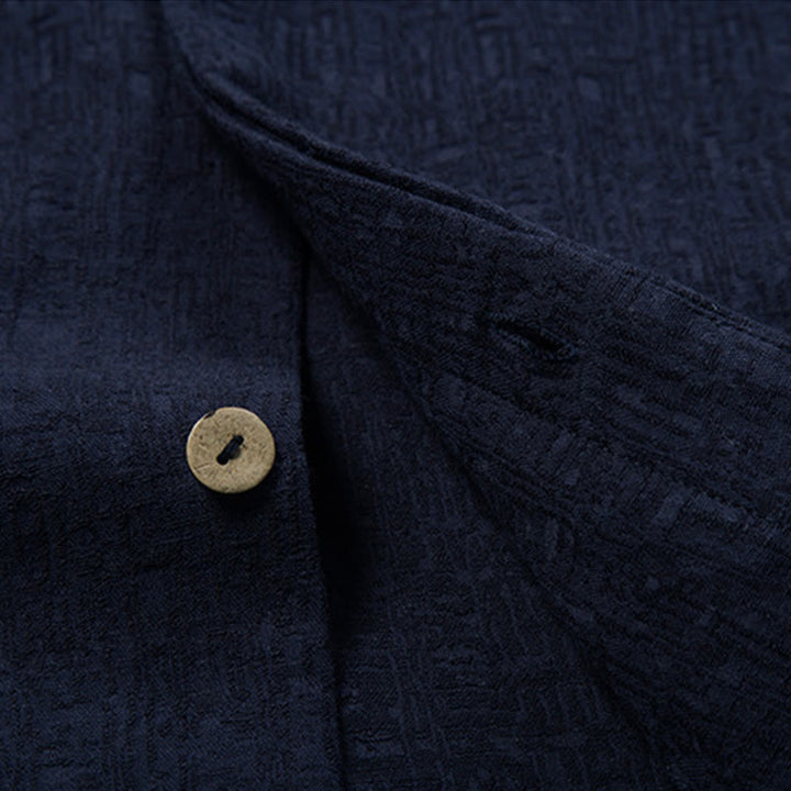 Buddha Stones Fall Solid Langarm Button Shirt Baumwolle Leinen Männer Kleidung - image 10