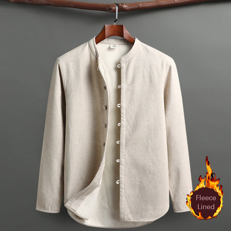 Buddha Stones Solid Tang-Anzug Traditionelles Fleece-gefüttertes Uniform-Set für Herren, langärmeliges Oberteil und Hose - Leinen - Spitze - US/UK/AU46, EU56 (5XL) - image 10