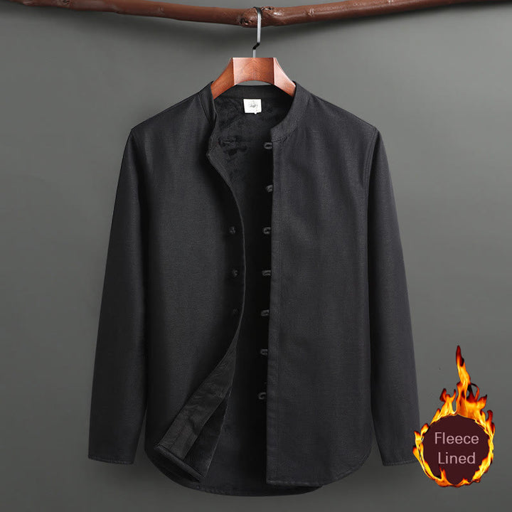 Buddha Stones Solid Tang-Anzug Traditionelles Fleece-gefüttertes Uniform-Set für Herren, langärmeliges Oberteil und Hose - Schwarz - Spitze - US/UK/AU46, EU56 (5XL) - image 16