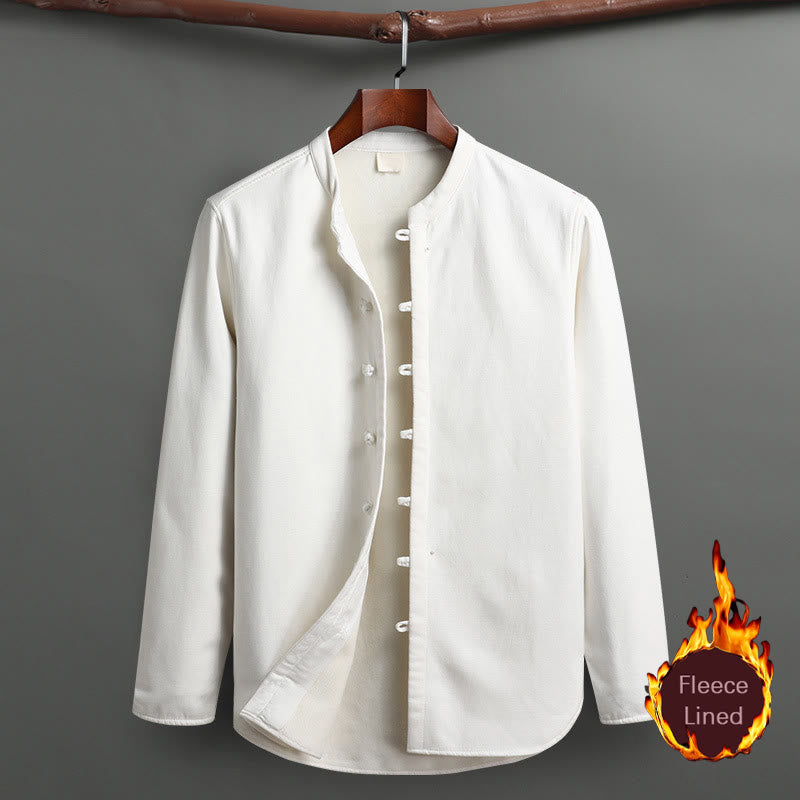 Buddha Stones Solid Tang-Anzug Traditionelles Fleece-gefüttertes Uniform-Set für Herren, langärmeliges Oberteil und Hose - Weiß - Spitze - US/UK/AU46, EU56 (5XL) - image 18