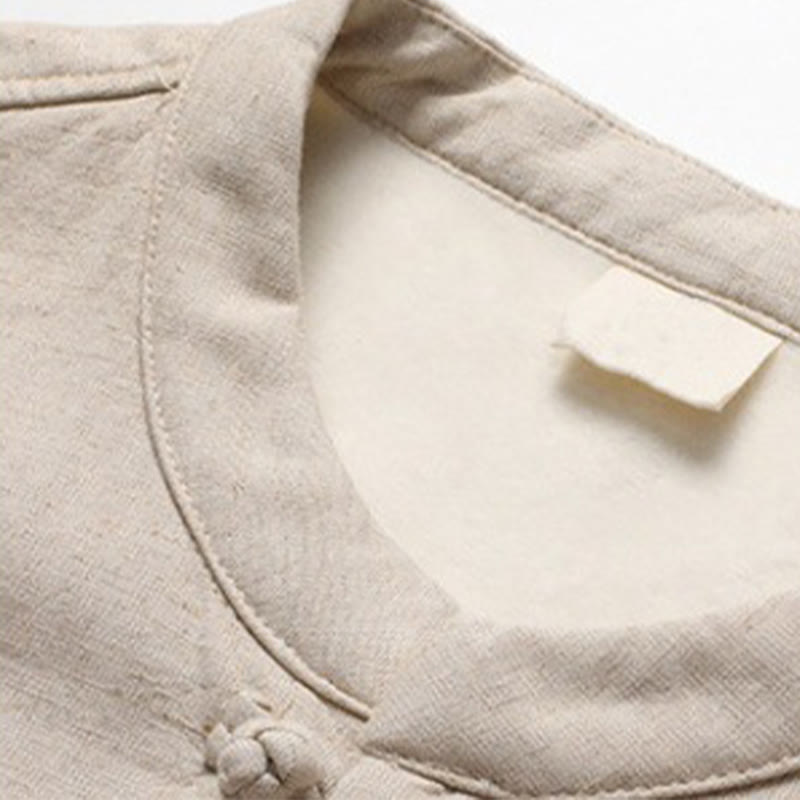 Buddha Stones Solid Tang-Anzug Traditionelles Fleece-gefüttertes Uniform-Set für Herren, langärmeliges Oberteil und Hose - image 1