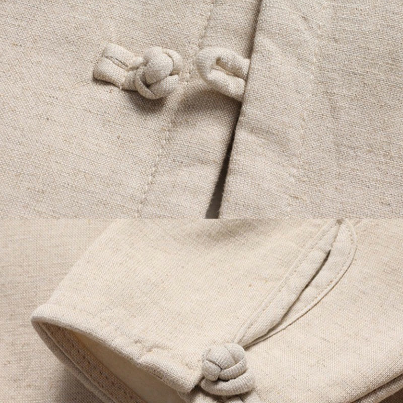 Buddha Stones Solid Tang-Anzug Traditionelles Fleece-gefüttertes Uniform-Set für Herren, langärmeliges Oberteil und Hose - image 2