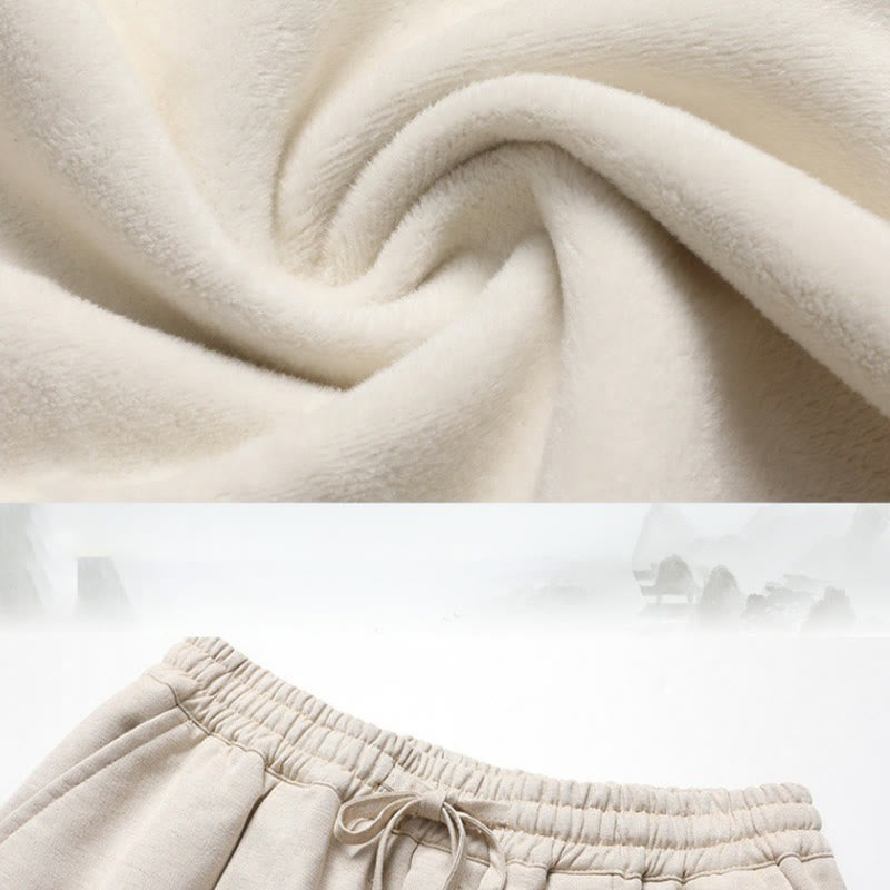 Buddha Stones Solid Tang-Anzug Traditionelles Fleece-gefüttertes Uniform-Set für Herren, langärmeliges Oberteil und Hose - image 9