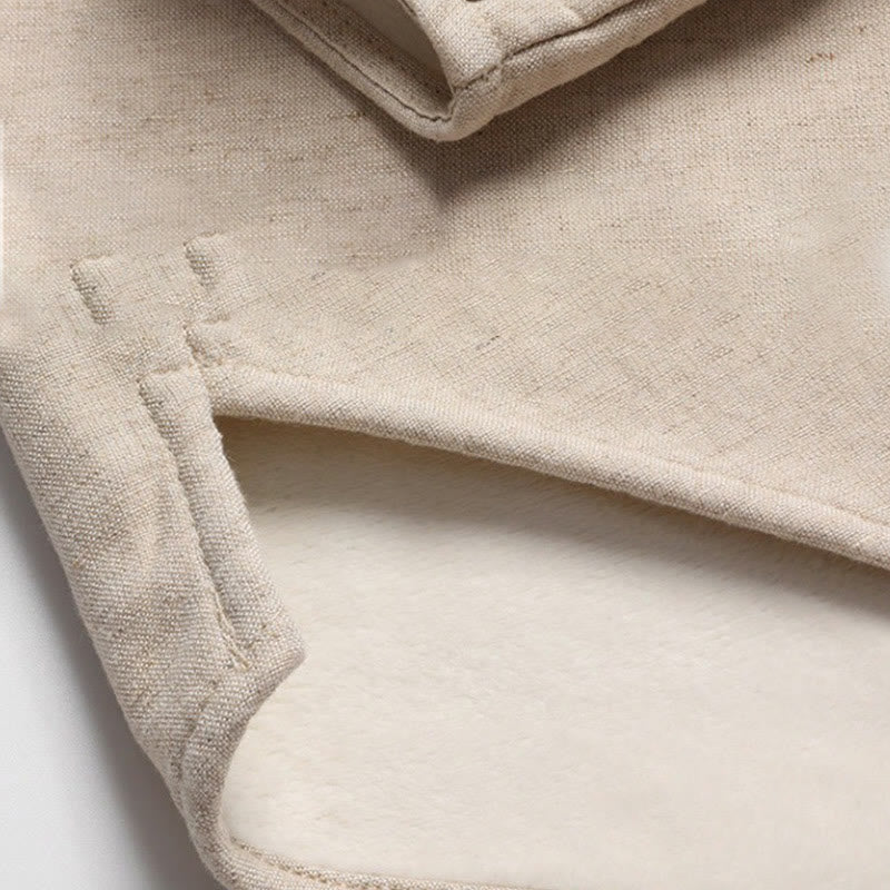 Buddha Stones Solid Tang-Anzug Traditionelles Fleece-gefüttertes Uniform-Set für Herren, langärmeliges Oberteil und Hose - image 3