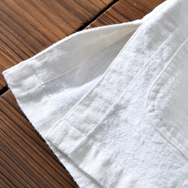 Buddha Stones Frosch-Knopf Chinesischer Tang-Anzug Baumwolle Leinen Herren Jacke Hemd mit Taschen - image 13