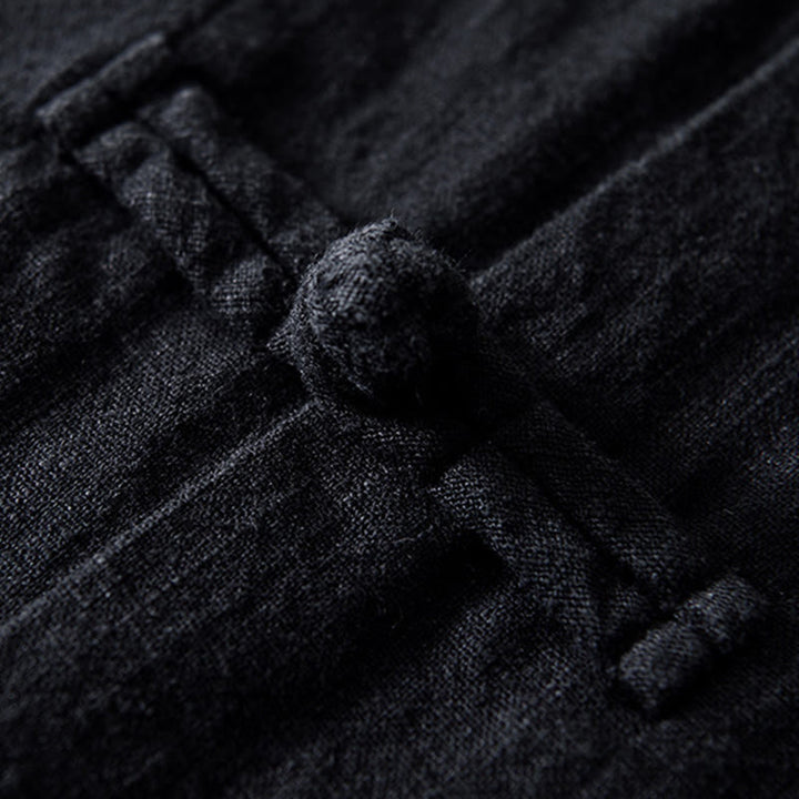 Buddha Stones Frosch-Knopf Chinesischer Tang-Anzug Baumwolle Leinen Herren Jacke Hemd mit Taschen - image 19