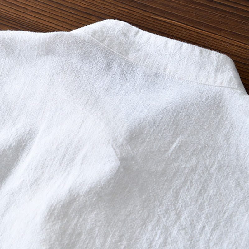 Buddha Stones Frosch-Knopf Chinesischer Tang-Anzug Baumwolle Leinen Herren Jacke Hemd mit Taschen - image 9