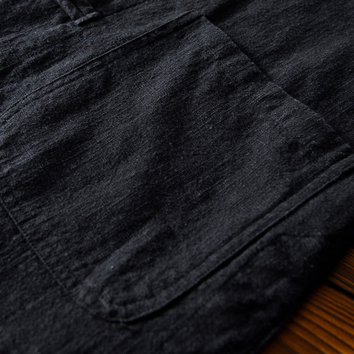 Buddha Stones Frosch-Knopf Chinesischer Tang-Anzug Baumwolle Leinen Herren Jacke Hemd mit Taschen - image 20