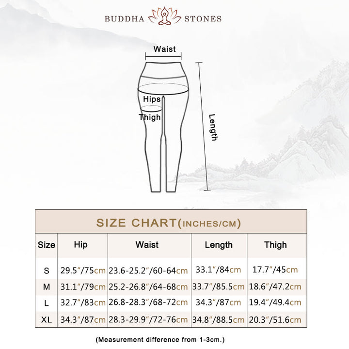 Buddha-Steine, Blumen, Blätter-Druck, Sport, Fitness, Yoga, hohe Taille, Leggings für Damen - image 4