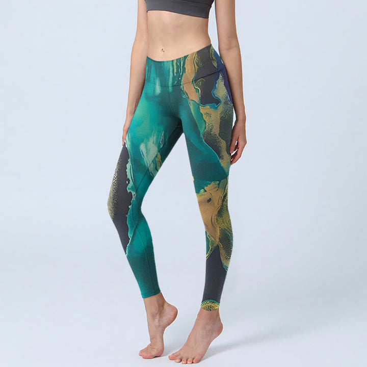 Buddha Stones DarkCyan Naturlandschaften Übungsleggings Damen Yogahose - DunkelCyan - US18， UK/AU22，EU50 (4XL) - image 1