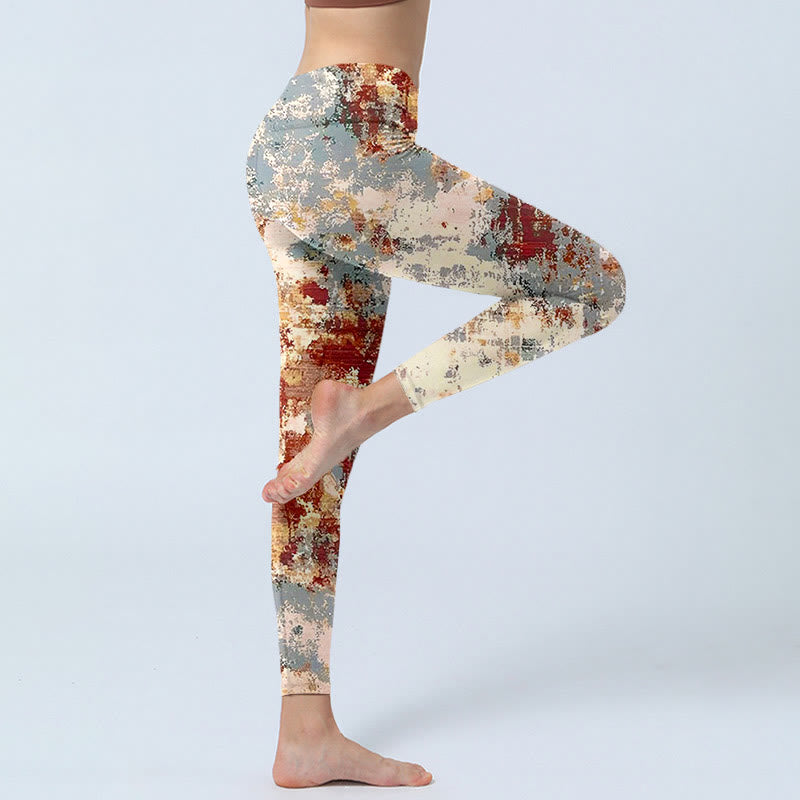 Buddha Stones Beige Rot Grau Abstraktes Design Druck Übung Leggings Damen Yoga Hose - image 3