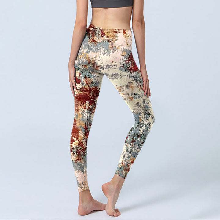 Buddha Stones Beige Rot Grau Abstraktes Design Druck Übung Leggings Damen Yoga Hose - image 5