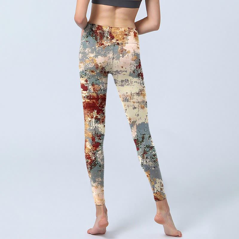 Buddha Stones Beige Rot Grau Abstraktes Design Druck Übung Leggings Damen Yoga Hose - image 7