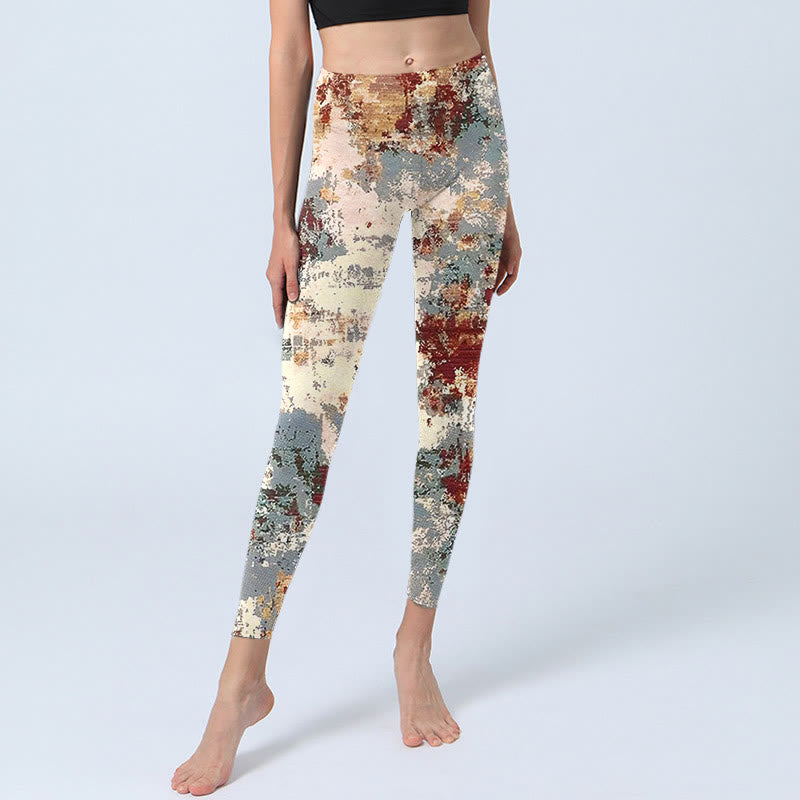 Buddha Stones Beige Rot Grau Abstraktes Design Druck Übung Leggings Damen Yoga Hose - image 6