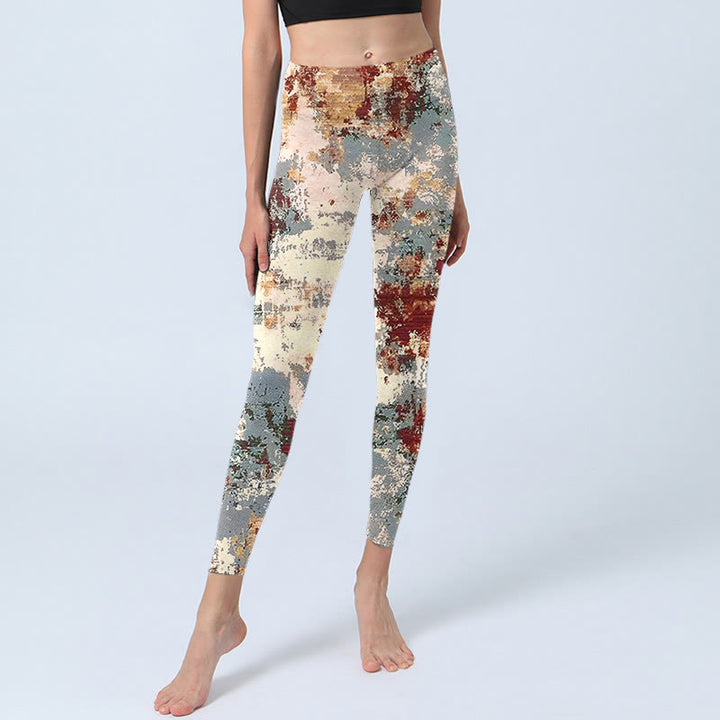 Buddha Stones Beige Rot Grau Abstraktes Design Druck Übung Leggings Damen Yoga Hose - image 6