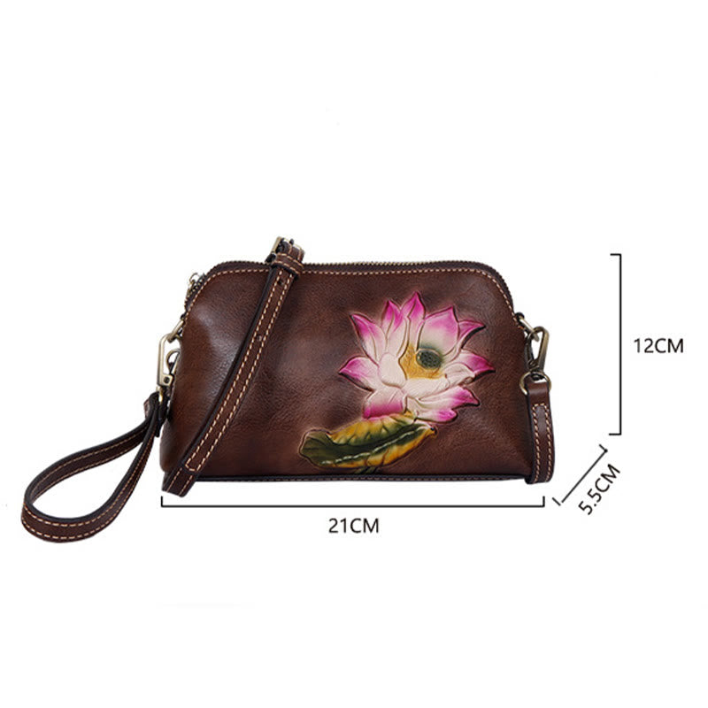 Buddha Stones Pink Lotus Flower Leaf Printed Ledertasche Journey Shopping Geldbörse Handtasche Schultertasche Umhängetasche