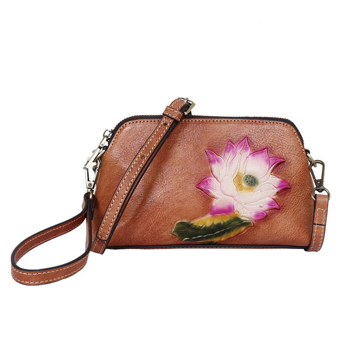 Buddha Stones Pink Lotus Flower Leaf Printed Ledertasche Journey Shopping Geldbörse Handtasche Schultertasche Umhängetasche