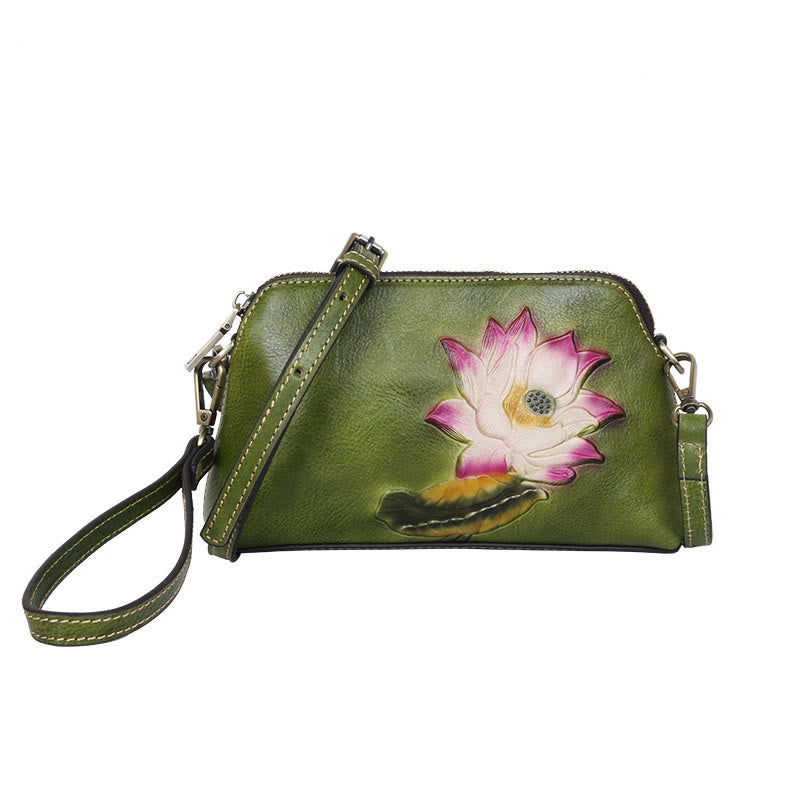 Buddha Stones Pink Lotus Flower Leaf Printed Ledertasche Journey Shopping Geldbörse Handtasche Schultertasche Umhängetasche