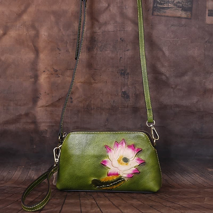 Buddha Stones Pink Lotus Flower Leaf Printed Ledertasche Journey Shopping Geldbörse Handtasche Schultertasche Umhängetasche