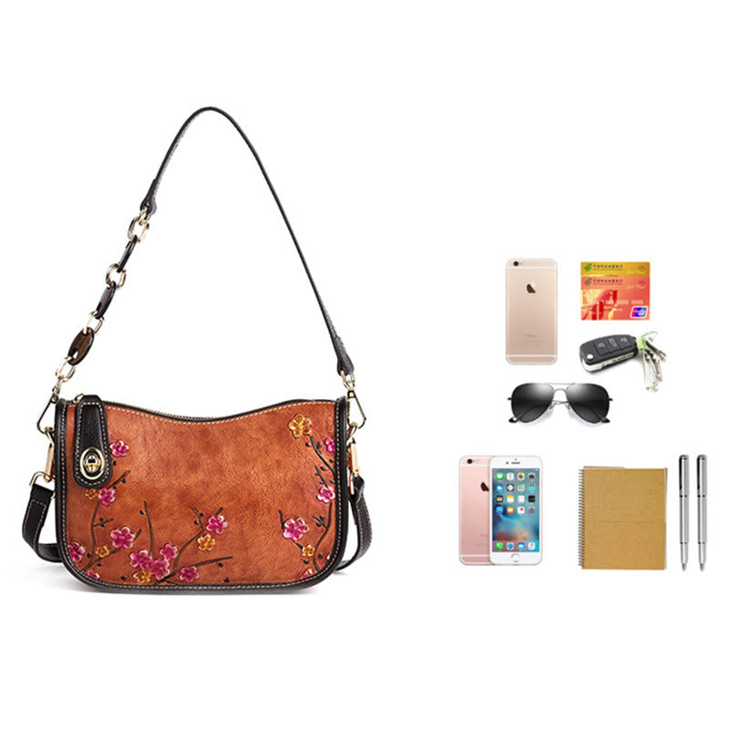 Buddha Stones Pink Plum Blossom Printed Ledertasche Journey Shopping Geldbörse Handtasche Schultertasche Umhängetasche