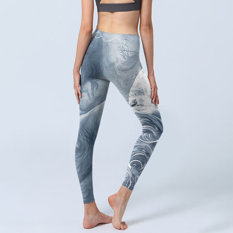 Buddha Stones Hellschiefergrau Weiße Katze Übungsleggings Damen Yogahose - image 5