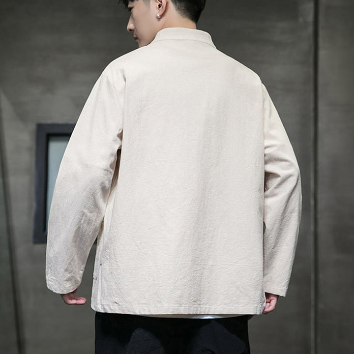 Buddha Stones Simple Frog-Button Chinesischer Tang-Anzug Baumwolle Herren Jacke Hemd mit Taschen - image 7