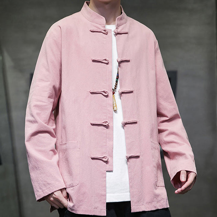 Buddha Stones Simple Frog-Button Chinesischer Tang-Anzug Baumwolle Herren Jacke Hemd mit Taschen - image 33