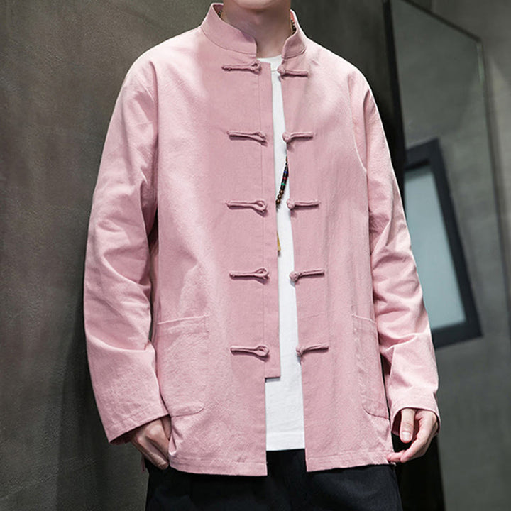 Buddha Stones Simple Frog-Button Chinesischer Tang-Anzug Baumwolle Herren Jacke Hemd mit Taschen - image 31