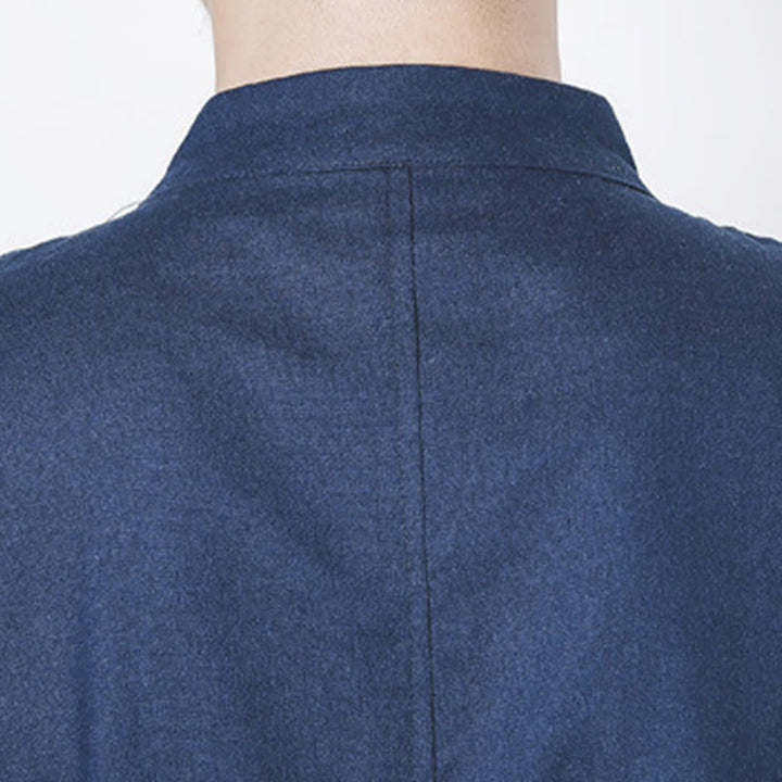 Buddha Stones Fall Simple Frog-Button Leinen Herren Mittellanger Mantel Zen Kleidung - image 10