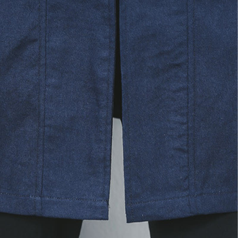 Buddha Stones Fall Simple Frog-Button Leinen Herren Mittellanger Mantel Zen Kleidung - image 12