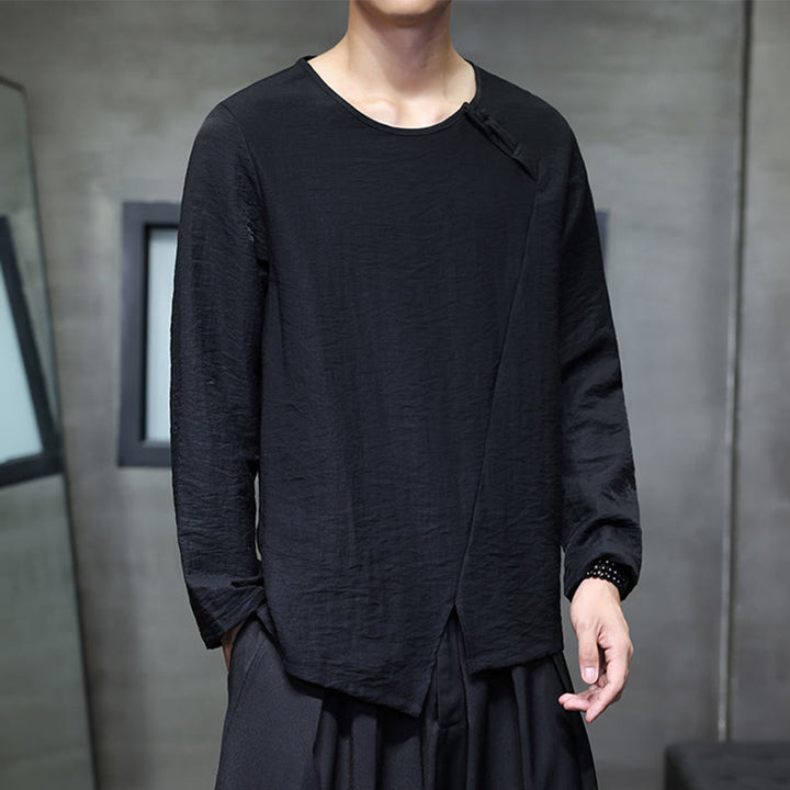 Buddha Stones Fall Solid Rundhals Langarm T-Shirt Baumwolle Männer Kleidung - Schwarz - US/ UK/AU46, EU56 (5XL) - image 21