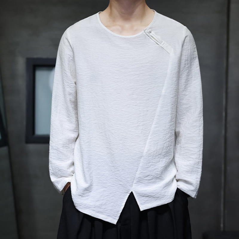 Buddha Stones Fall Solid Rundhals Langarm T-Shirt Baumwolle Männer Kleidung - Weiß - US/ UK/AU46, EU56 (5XL) - image 7
