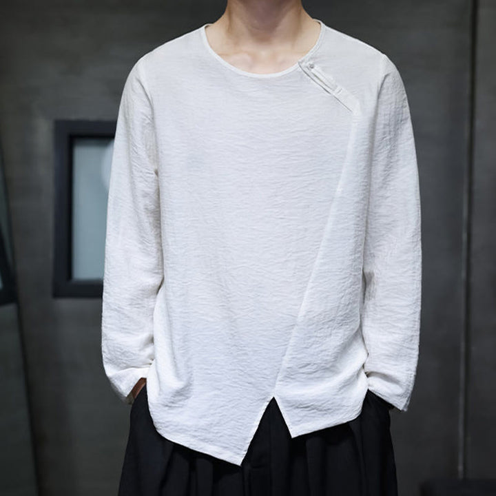 Buddha Stones Fall Solid Rundhals Langarm T-Shirt Baumwolle Männer Kleidung - Weiß - US/ UK/AU46, EU56 (5XL) - image 7