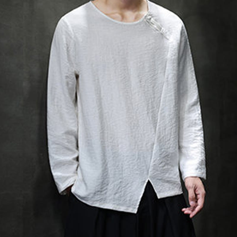 Buddha Stones Fall Solid Rundhals Langarm T-Shirt Baumwolle Männer Kleidung - image 14