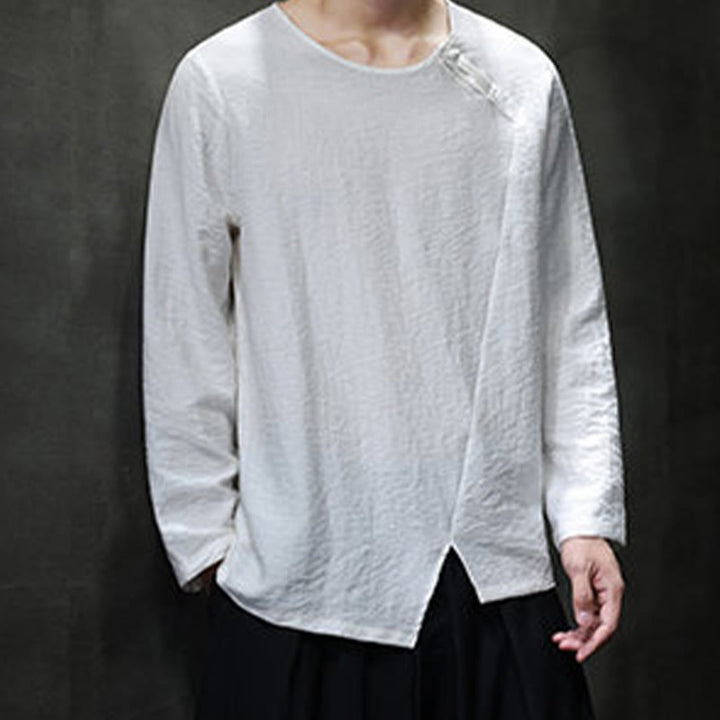 Buddha Stones Fall Solid Rundhals Langarm T-Shirt Baumwolle Männer Kleidung - image 14