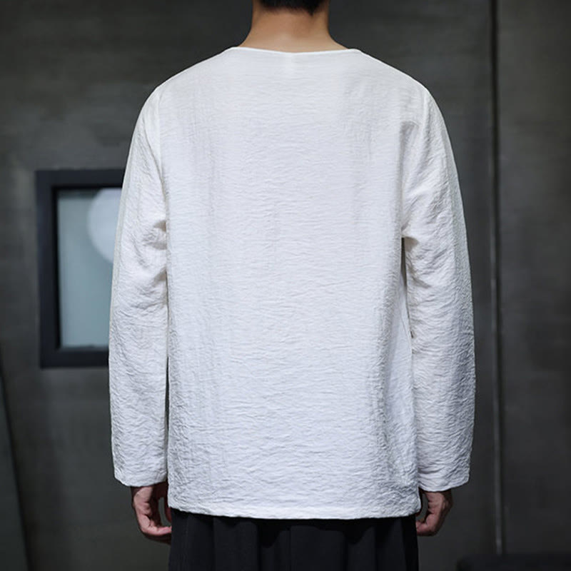 Buddha Stones Fall Solid Rundhals Langarm T-Shirt Baumwolle Männer Kleidung - image 9