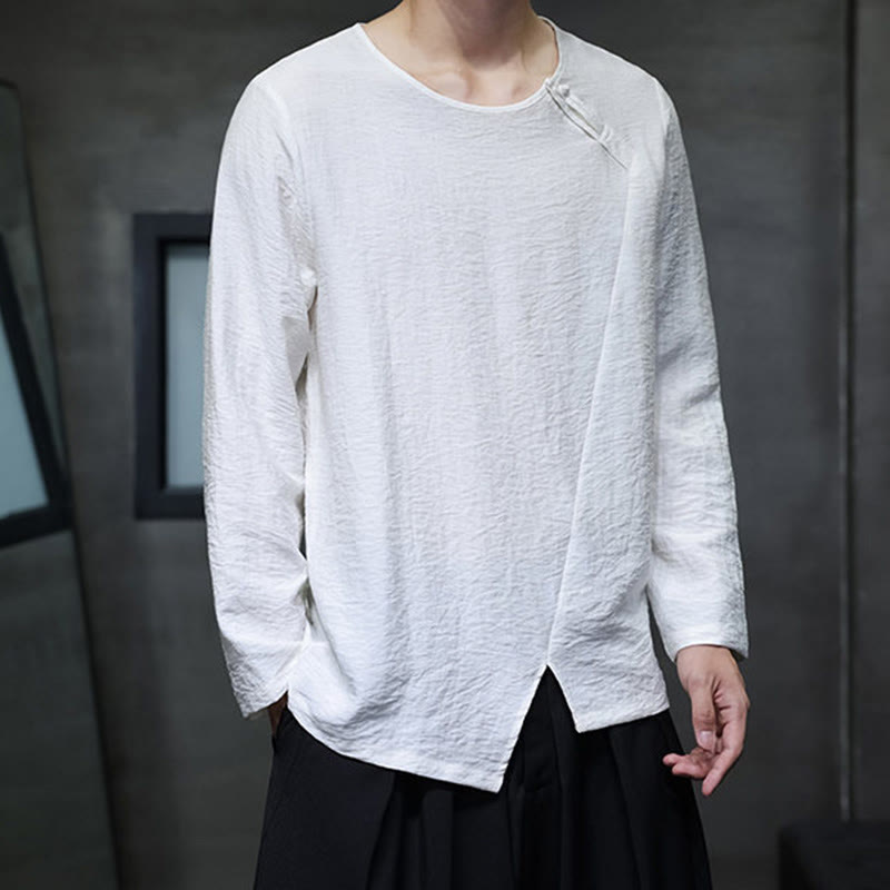 Buddha Stones Fall Solid Rundhals Langarm T-Shirt Baumwolle Männer Kleidung - image 8