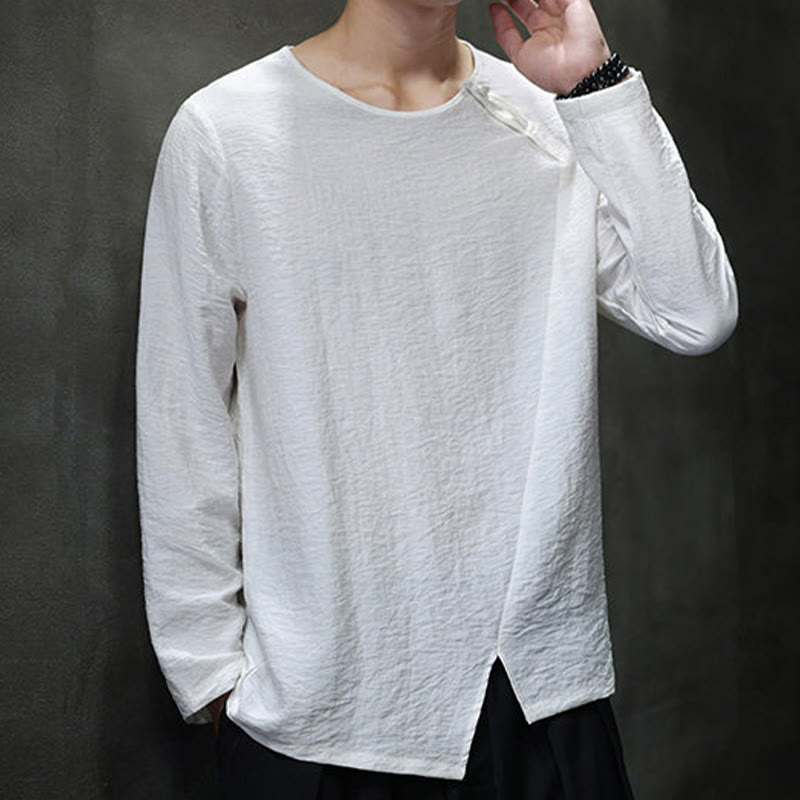 Buddha Stones Fall Solid Rundhals Langarm T-Shirt Baumwolle Männer Kleidung - image 15