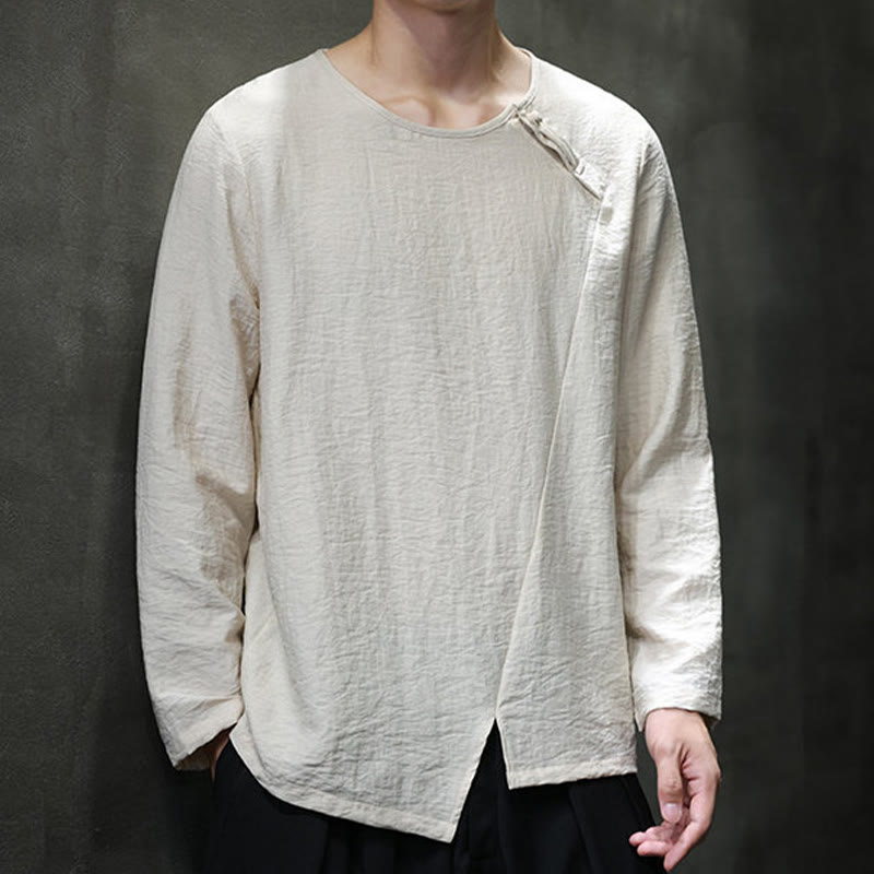 Buddha Stones Fall Solid Rundhals Langarm T-Shirt Baumwolle Männer Kleidung - image 3