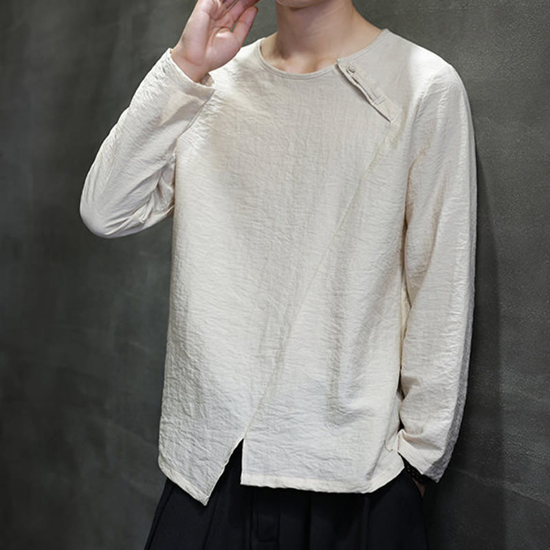 Buddha Stones Fall Solid Rundhals Langarm T-Shirt Baumwolle Männer Kleidung - image 6