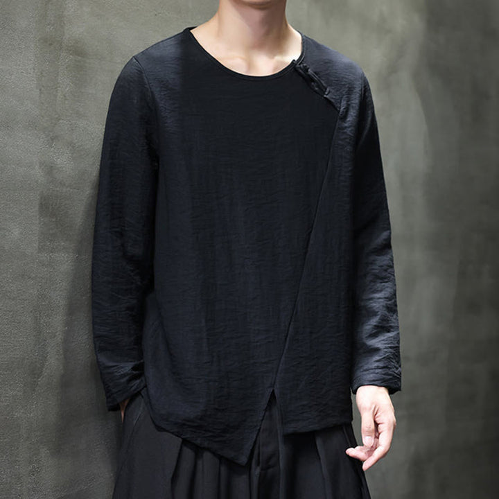 Buddha Stones Fall Solid Rundhals Langarm T-Shirt Baumwolle Männer Kleidung - image 28