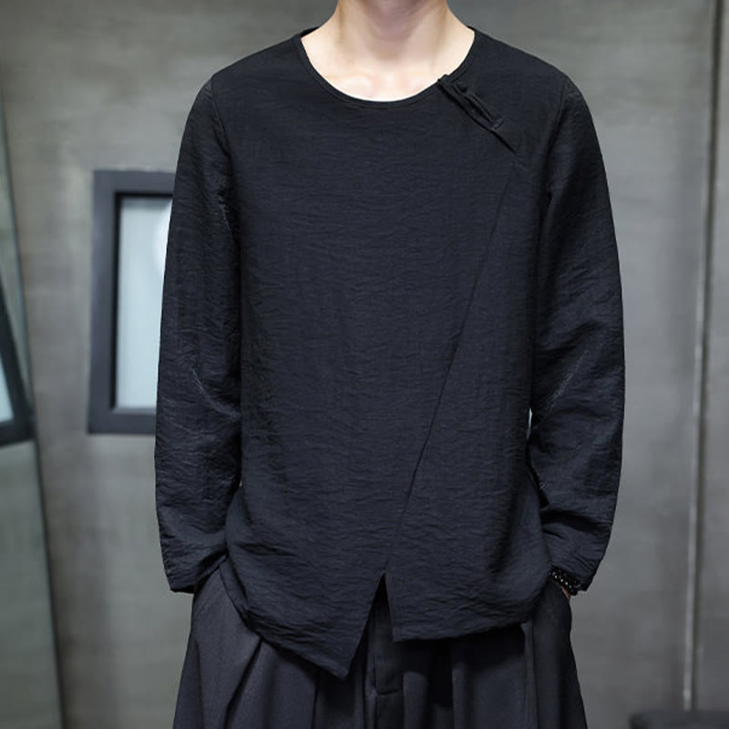 Buddha Stones Fall Solid Rundhals Langarm T-Shirt Baumwolle Männer Kleidung - image 22