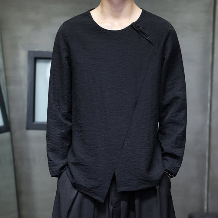 Buddha Stones Fall Solid Rundhals Langarm T-Shirt Baumwolle Männer Kleidung - image 22