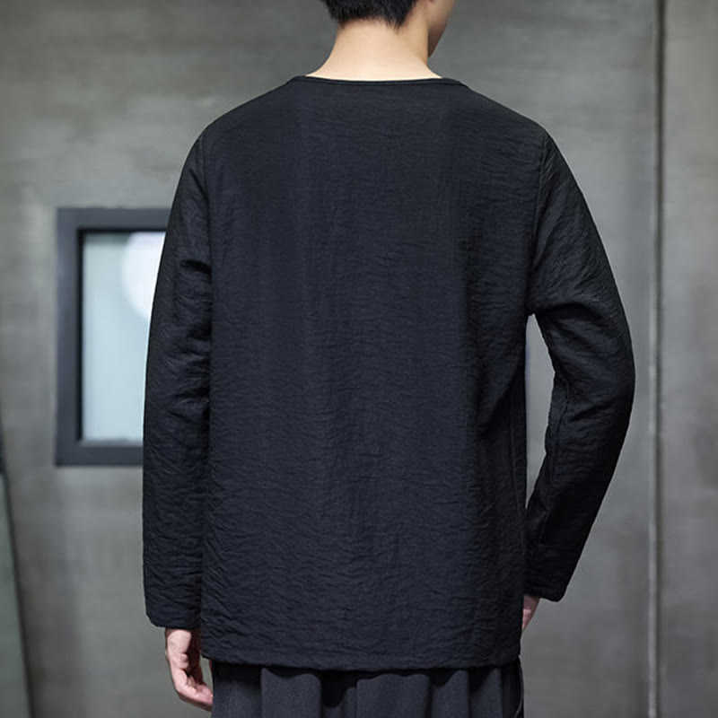 Buddha Stones Fall Solid Rundhals Langarm T-Shirt Baumwolle Männer Kleidung - image 23